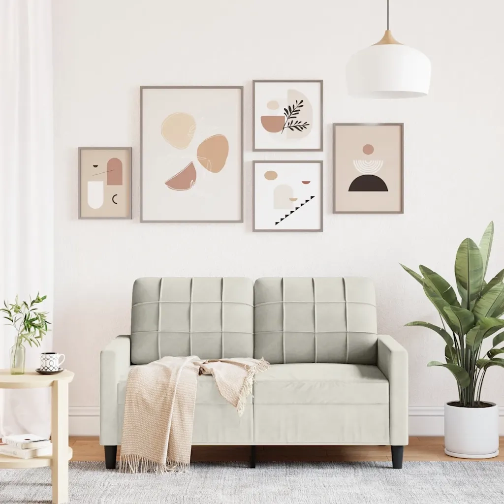 Divano a 2 Posti-Sofa 2 Posti crema 120 cm in Velluto 794917