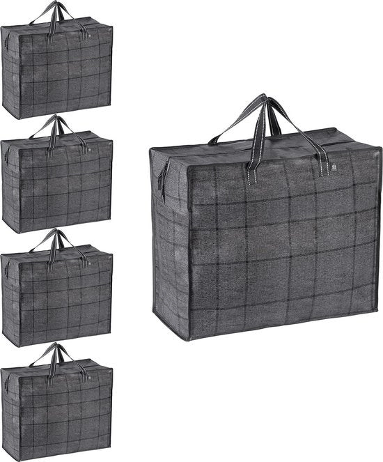 Tas di trasporto con maniglie robuste e chiusura a cerniera - contenitore per abbigliamento da campeggio - borsa per trasportare - capacità 84L - 5 pacchi organizzatore per lenzuola