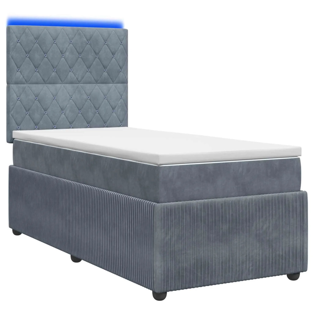 Letto Box Spring LED con Materasso Grigio Scuro 90 x 200 cm 3455988