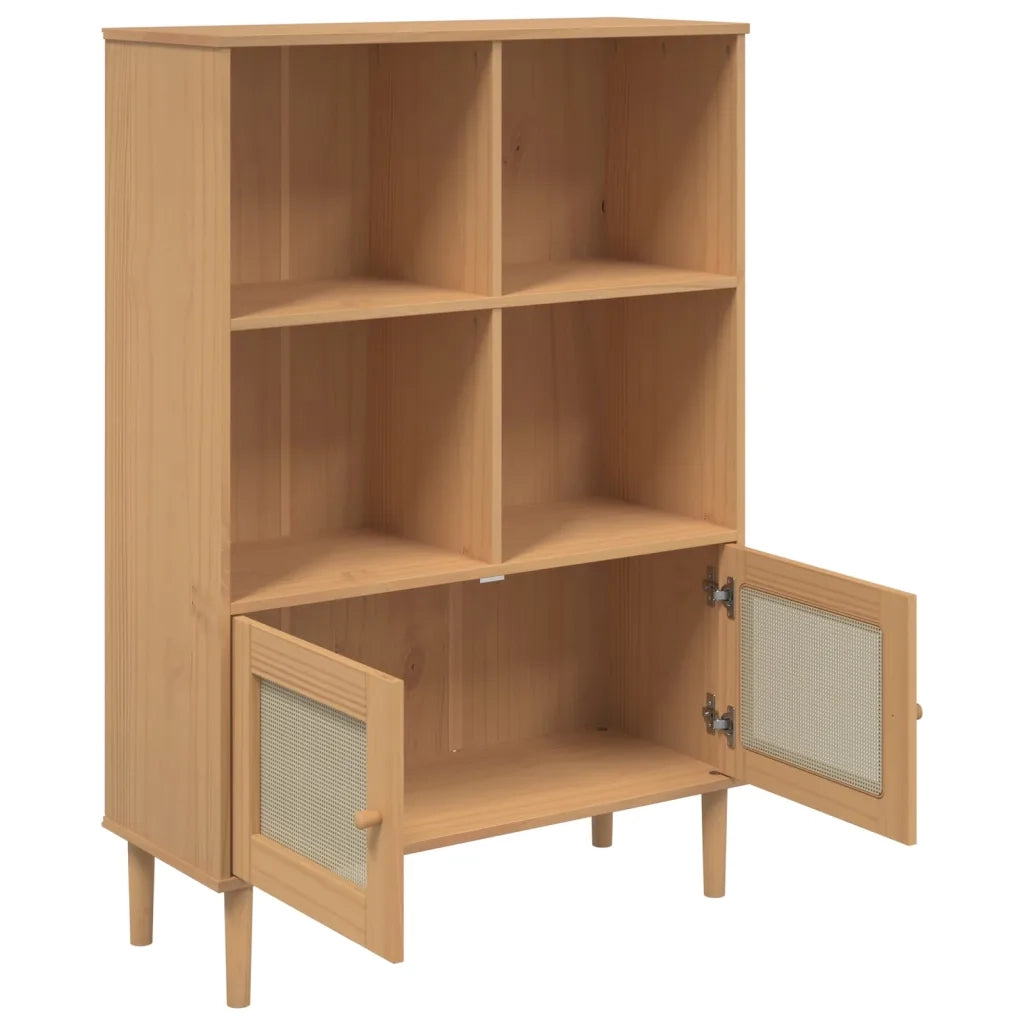 Credenza SENJA Aspetto Rattan Marrone 90x35x130 cm Legno Pino 358061