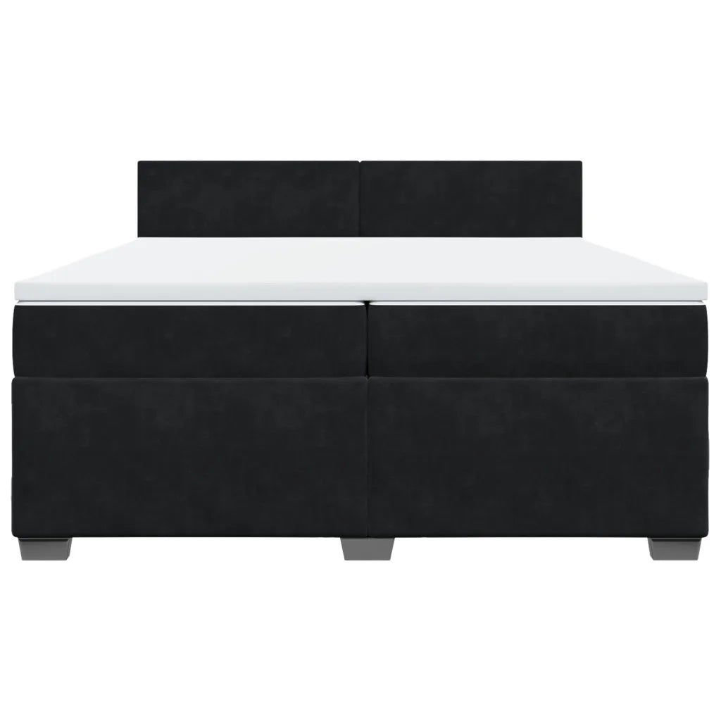 Giroletto a Molle con Materasso Nero 200x200 cm in Velluto