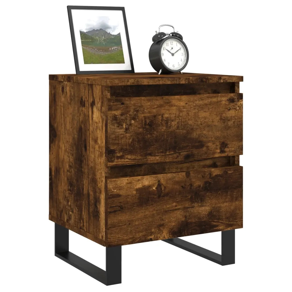 Comodino | Armadio da Notte | Mobiletto da notte Rovere Fumo 40x35x50 cm in Legno Multistrato