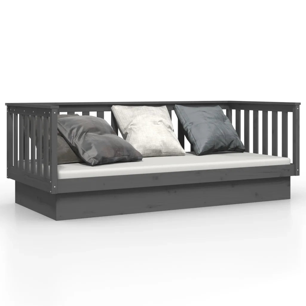 Letto singolo | Letto per adulti | Dormeuse Grigia 80x200 cm in Legno Massello di Pino