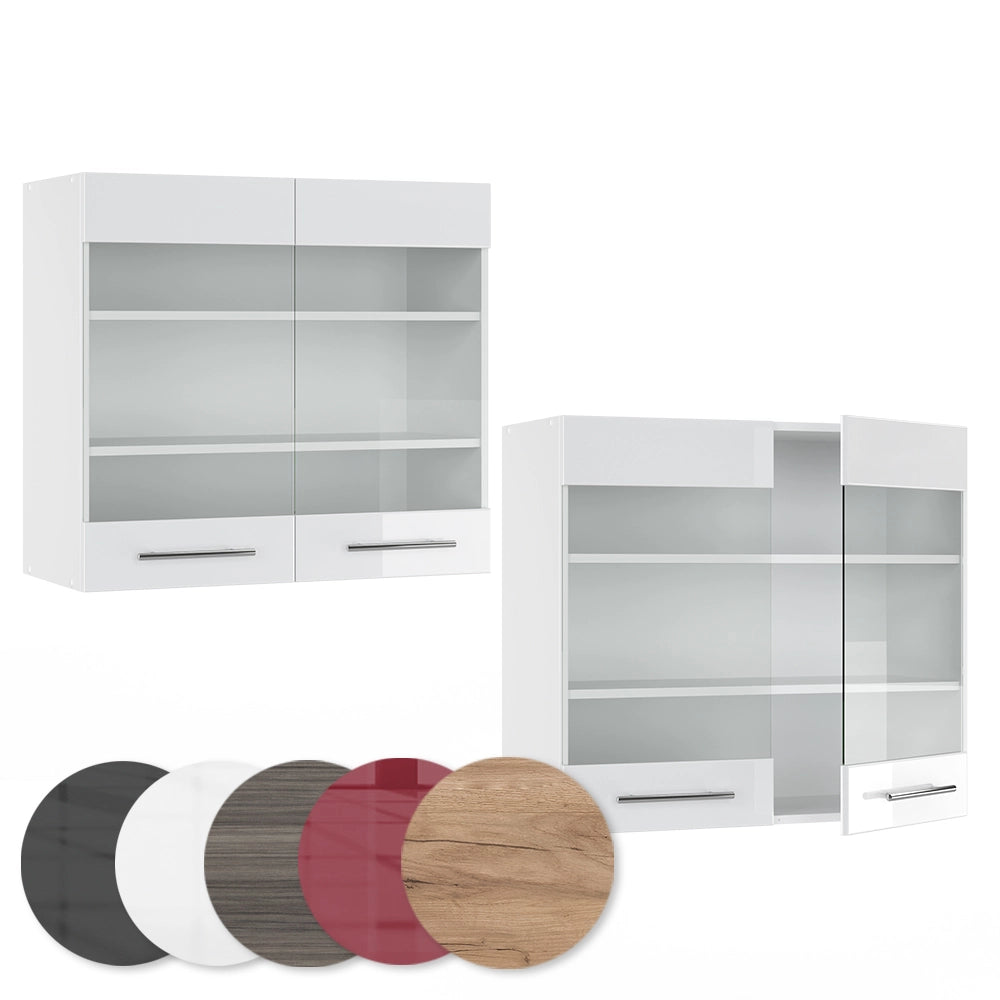 Vicco Mobile da cucina in vetro Bianco lucido 80 cm