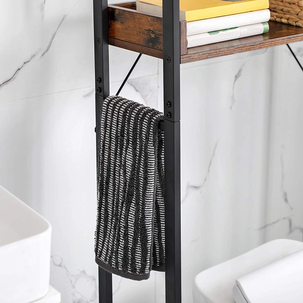Mensola da bagno Valora sopra il WC, design rustico in acciaio marrone
