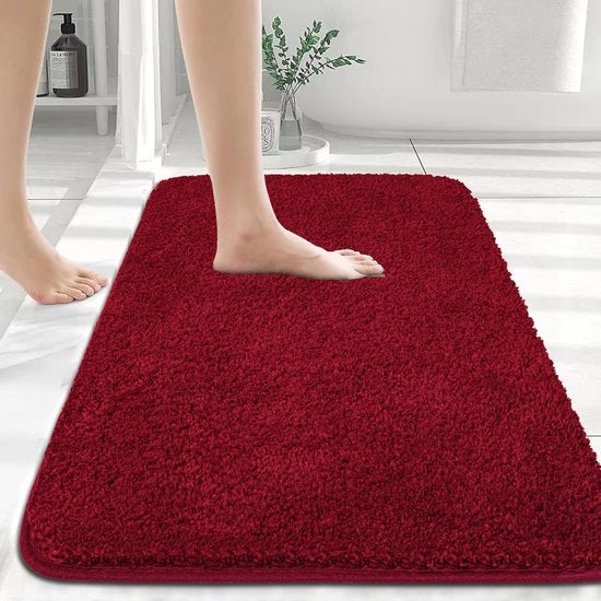 Badmat rossa 40x60 cm con microvezzi morbidi, matraccia di doccia asciugabile, antiscivolo, badmat morbido