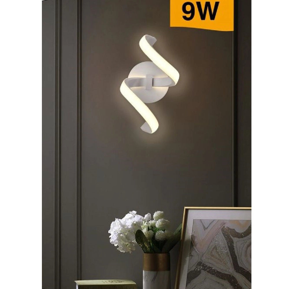 Trade Shop - Applique Led Da Muro 9 Watt Curva Spirale Luce Naturale Fredda Calda E58 Bianca - -bianco Caldo      -