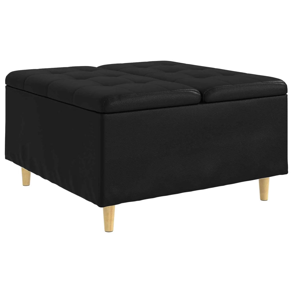 Pouf contenitore Nero 80 x 80 x 45 cm Pelle sintetica