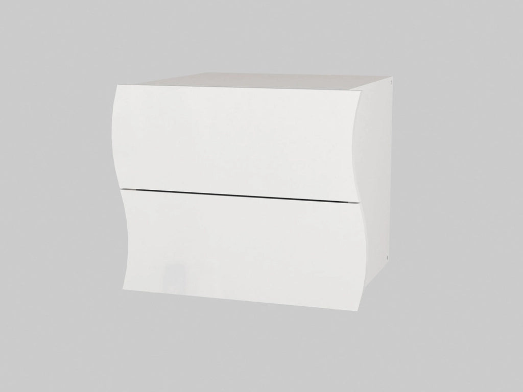 Comodino 2 Cassetti 50x40x41,3 cm Onda 2C Bianco Lucido
