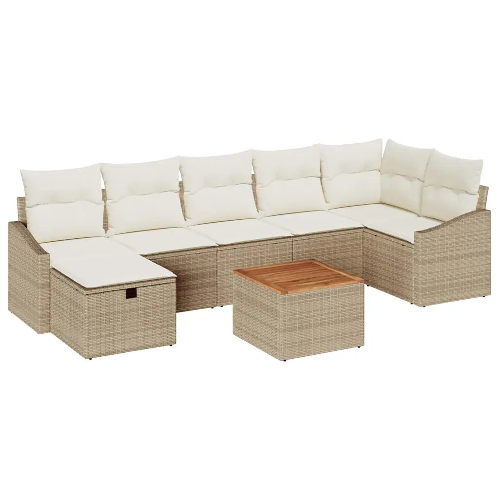Set Divano da Giardino con cuscino 8 pcs Beige polyrattan 3359575