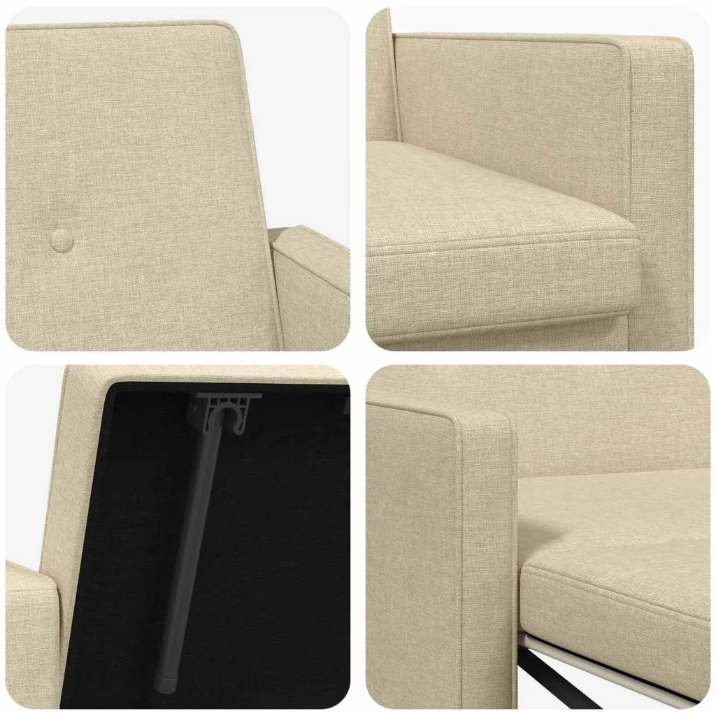 Divano Letto Estraibile Crema Tessuto