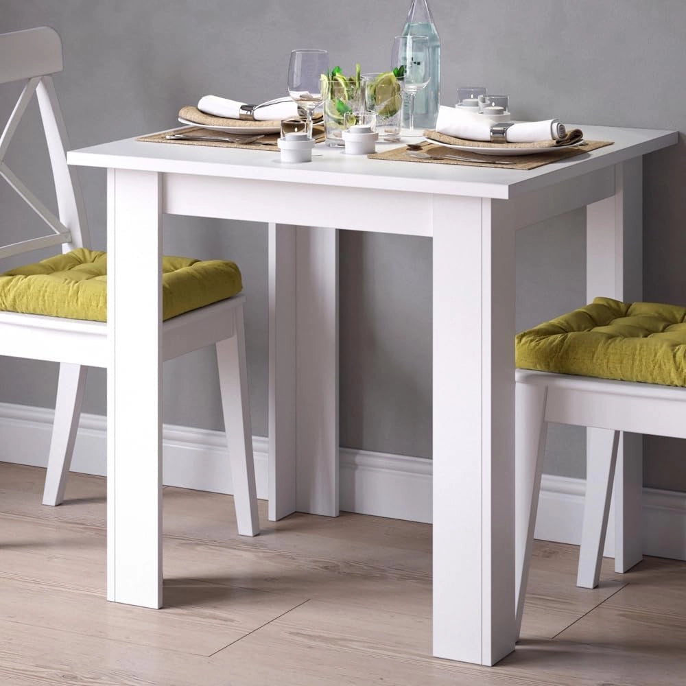 Tavolo da pranzo Karlos, Bianco, 80 x 80 cm, adatto per 2–4 persone per l'utilizzo nella zona pranzo