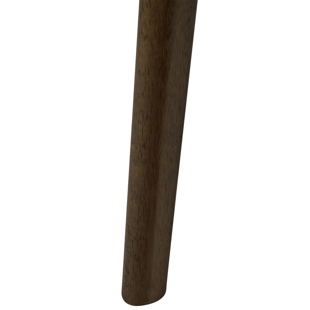 Set di 2 sedie da pranzo marrone scuro e tortora con struttura in legno di gomma e seduta bouclé, design retrò senza braccioli