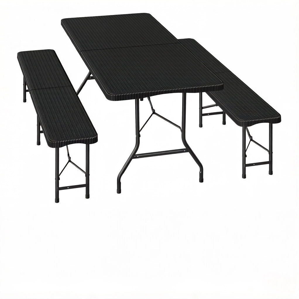 Set da birreria pieghevole per 8-10 persone; tavolo 180 cm; nero