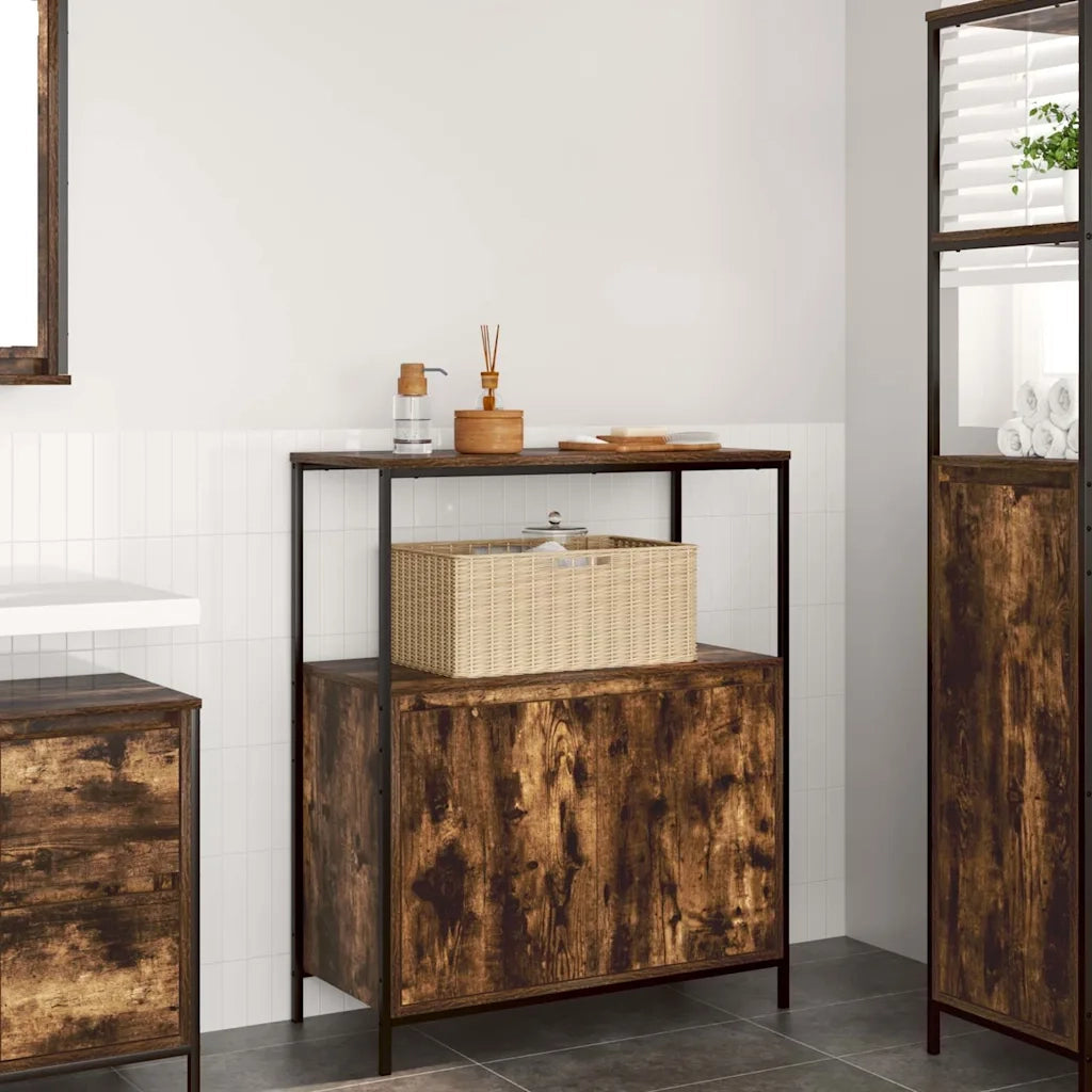 Mobile da Bagno con Ripiani Rovere Fumo 76,5x35x95 cm 861919
