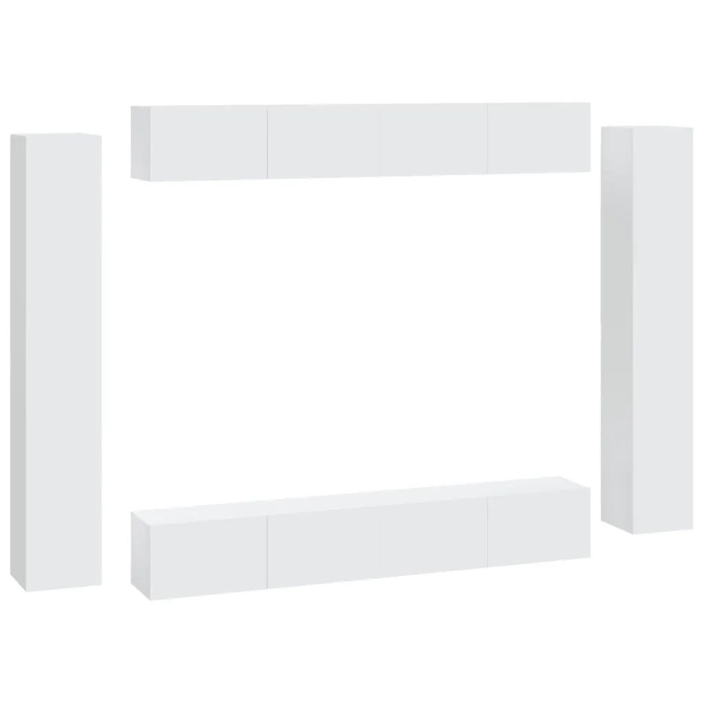 Set Mobili Porta TV 8pz Bianco in Legno Multistrato cod mxl 63118