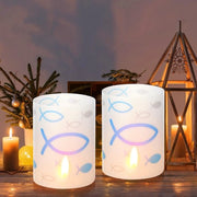 Set di candele in vetro 12 pezzi - Copricandela - Decorazione da tavola - Decorazione natalizia - Lampadine da tavola - Materiale in plastica