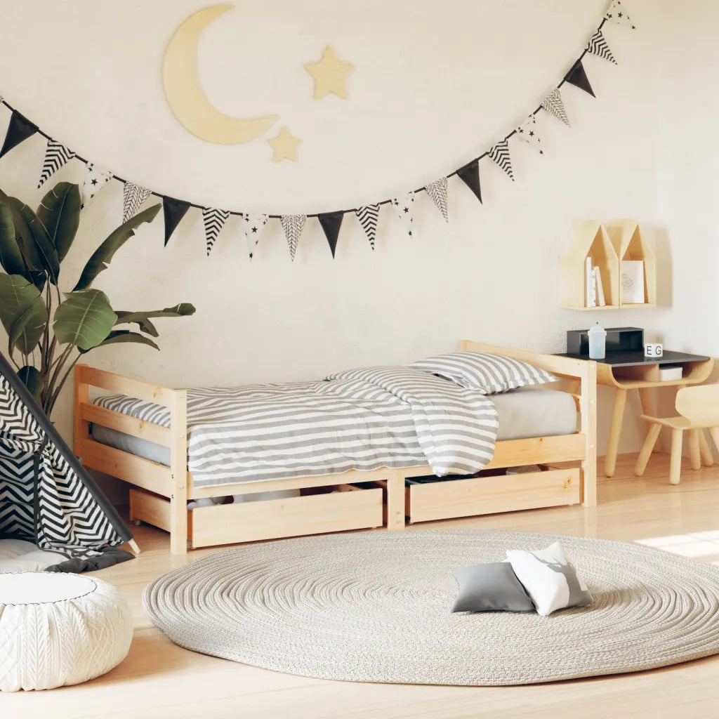 Giroletto per Bambini | Letto Infantile | Lettino con Cassetti 80x160cm Legno Massello Pino