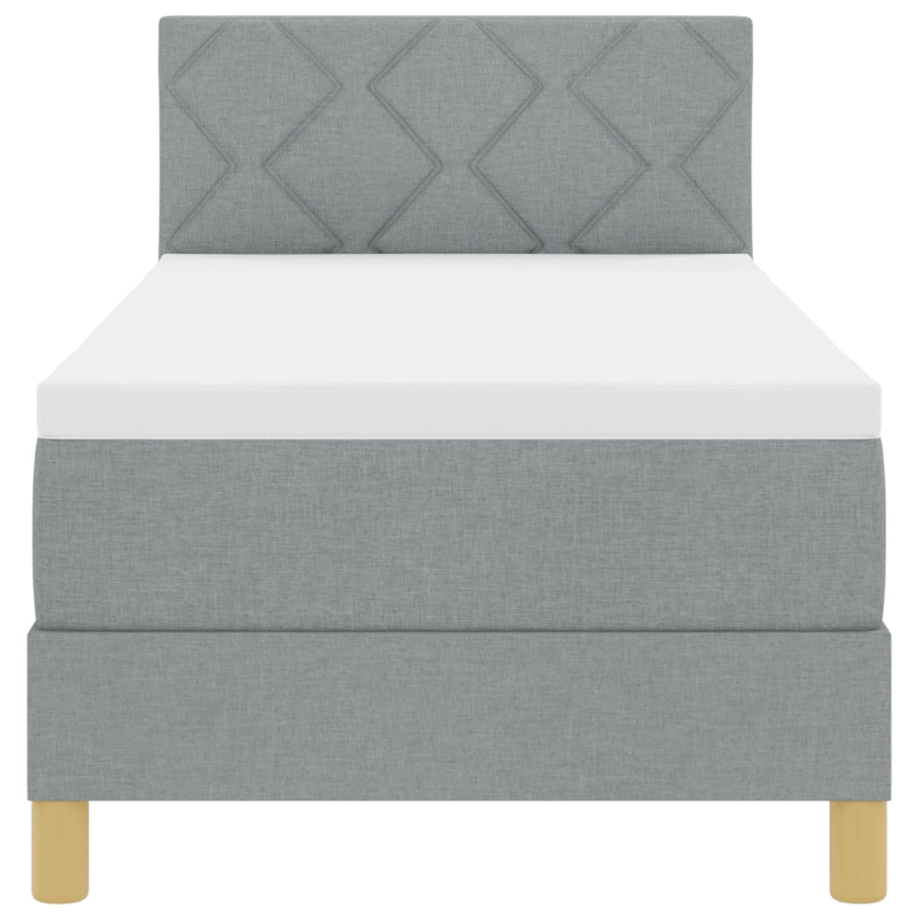 Letto Box Spring con Materasso & LED Grigio Chiaro 80x200 cm Tessuto