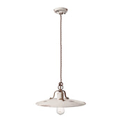 Lampadario Vintage Country Ferro E Ceramica Bianco 1 Luce E27