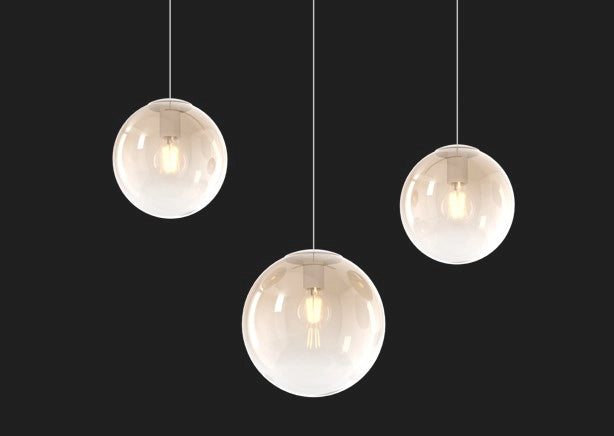 SOSP. OTTONE SAT. 5 LUCI TONDO VETRI (3 PICCOLI +2 MEDI) TUTTI AMBRA 1194OS-S5 TPM-AM