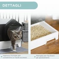 Lettiera per Gatti Chiusa con Vassoio Estraibile, Tappetino e Paletta Inclusi, 47x45x42cm, Grigio