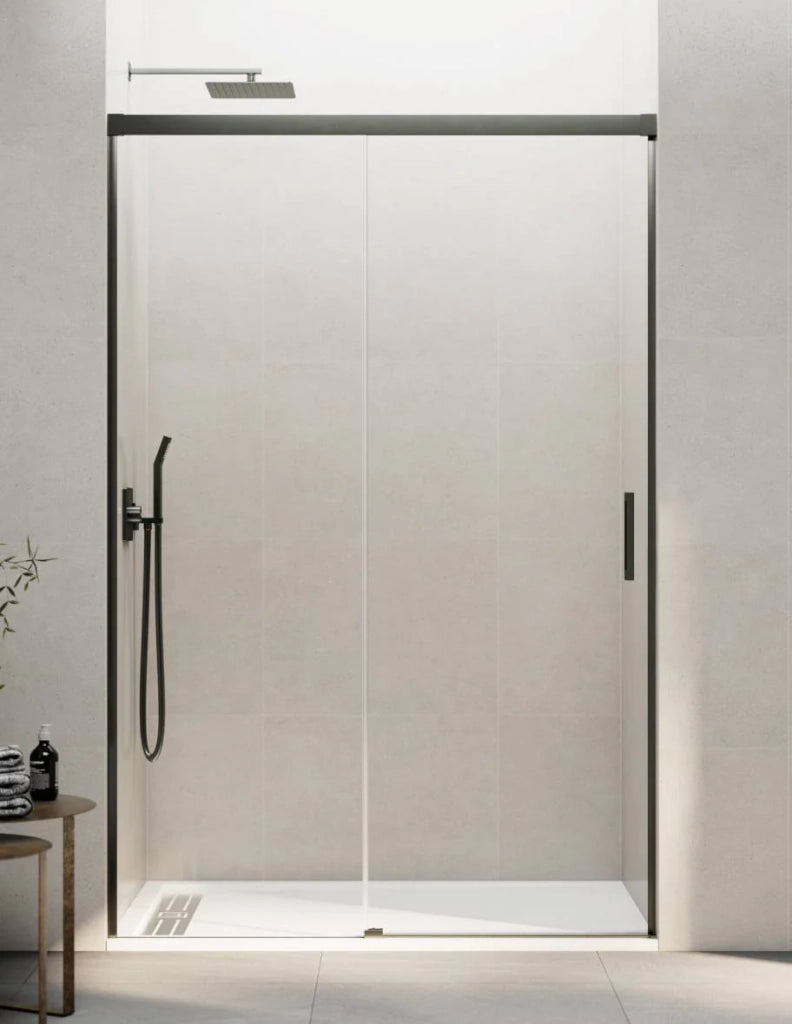 Porta doccia scorrevole 1+1 THALASSA (BASIC) 100 cm Profilo Titanio vetro trasparente