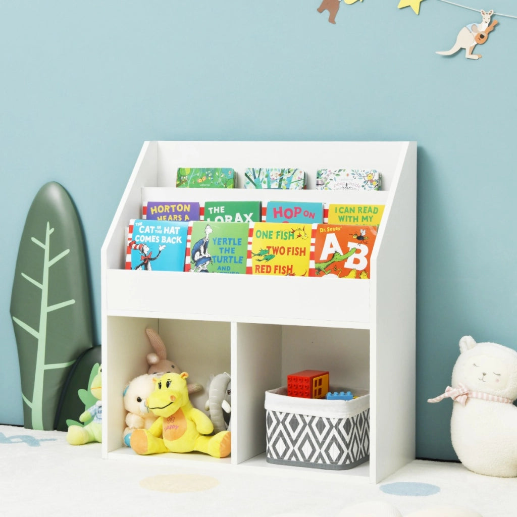 Scaffale aperti in legno per bambini-Mobile contenitore per giocattoli per scuola casa asilo Bianco