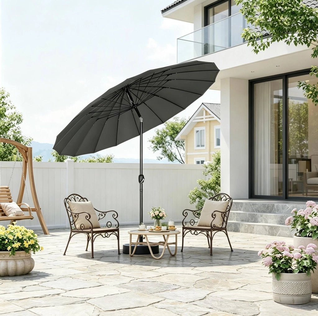 Ombrellone da giardino Ø257 cm inclinabile grigio scuro