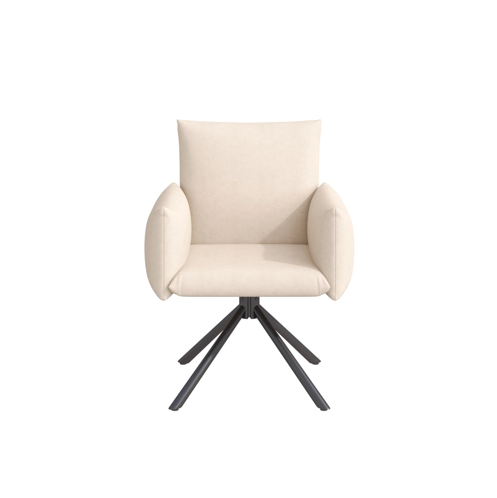Set 4 sedie imbottite girevoli 360° in velluto beige