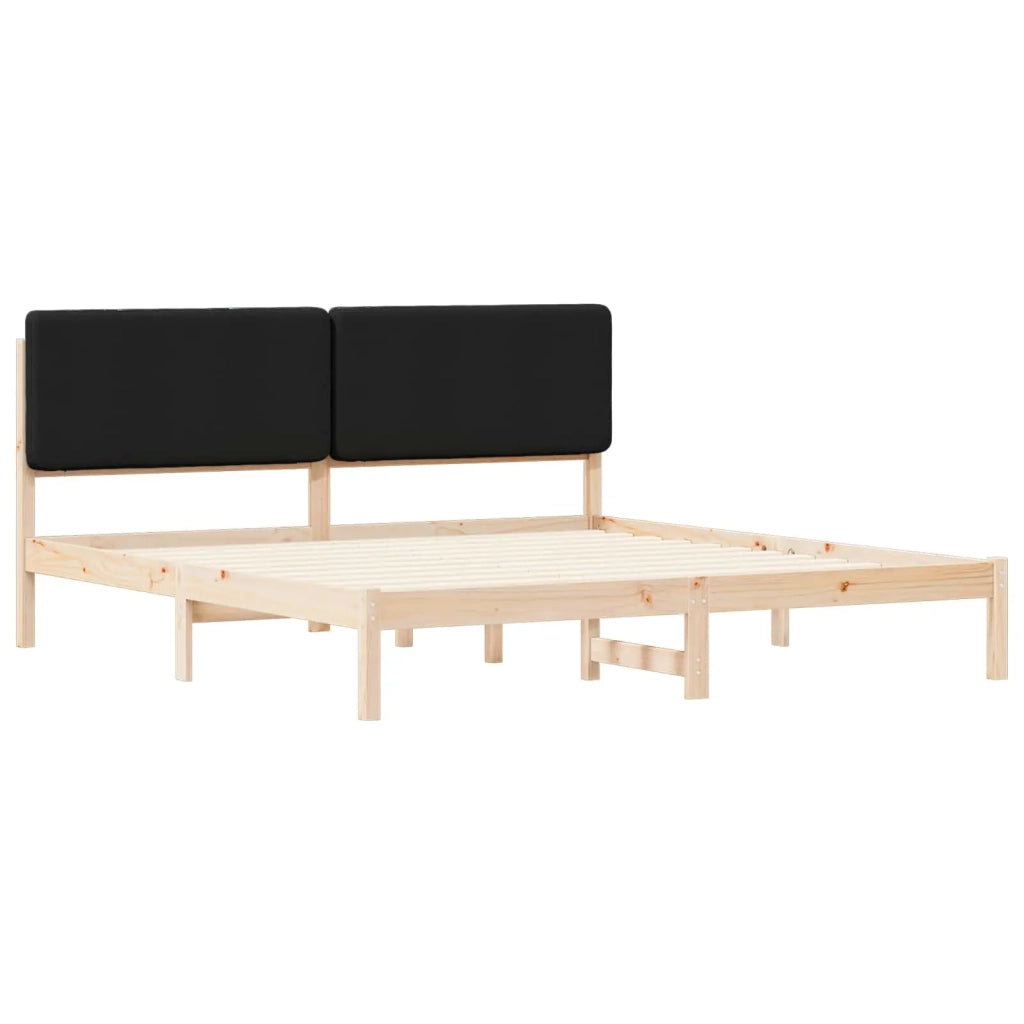 Letto con Testiera Rivestita Nero 200 x 200 cm Pino massello 3405564