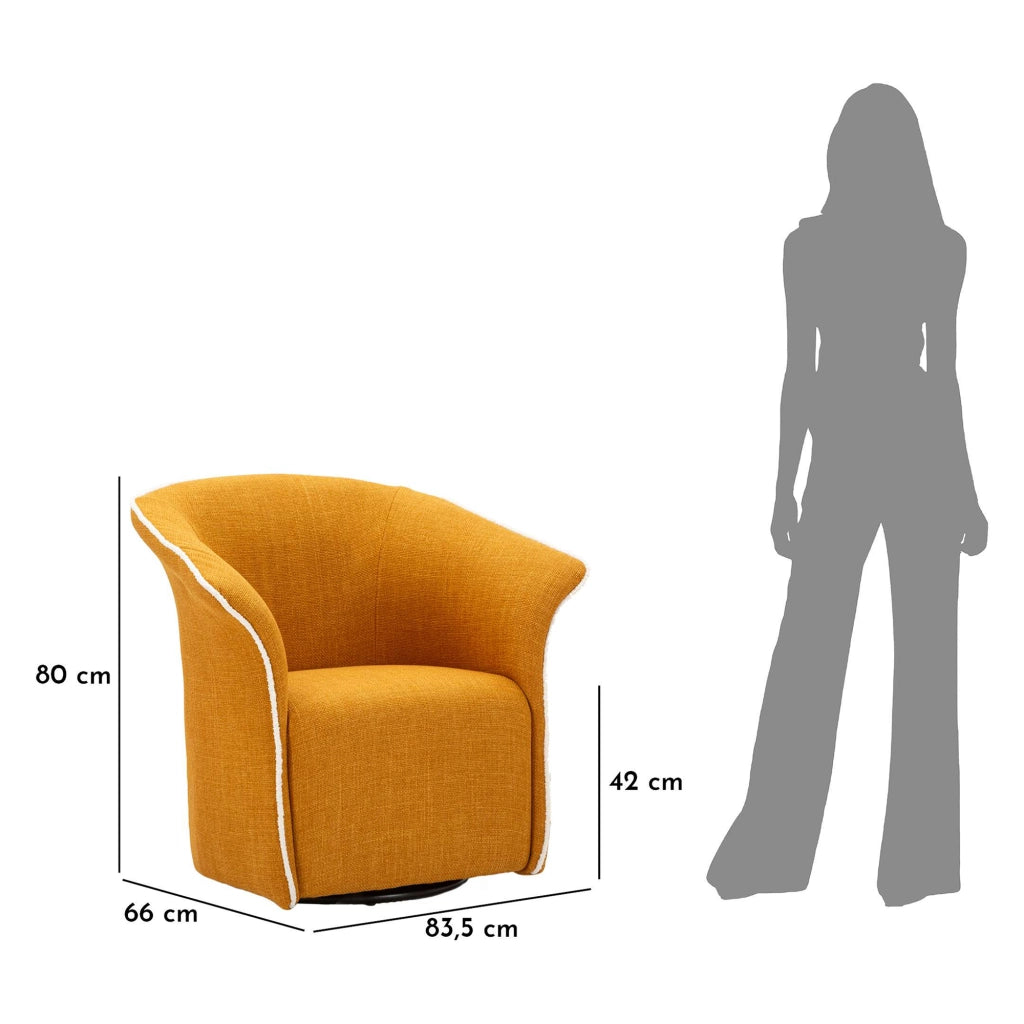 Poltroncina Toamas, Poltrona Base Girevole, 84x66x80h cm Giallo Senape