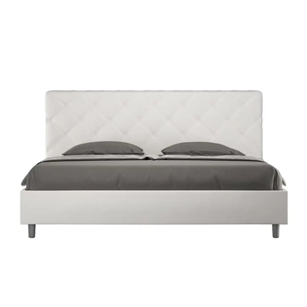 Letto con rete imbottito 180x210 similpelle bianco Priya
