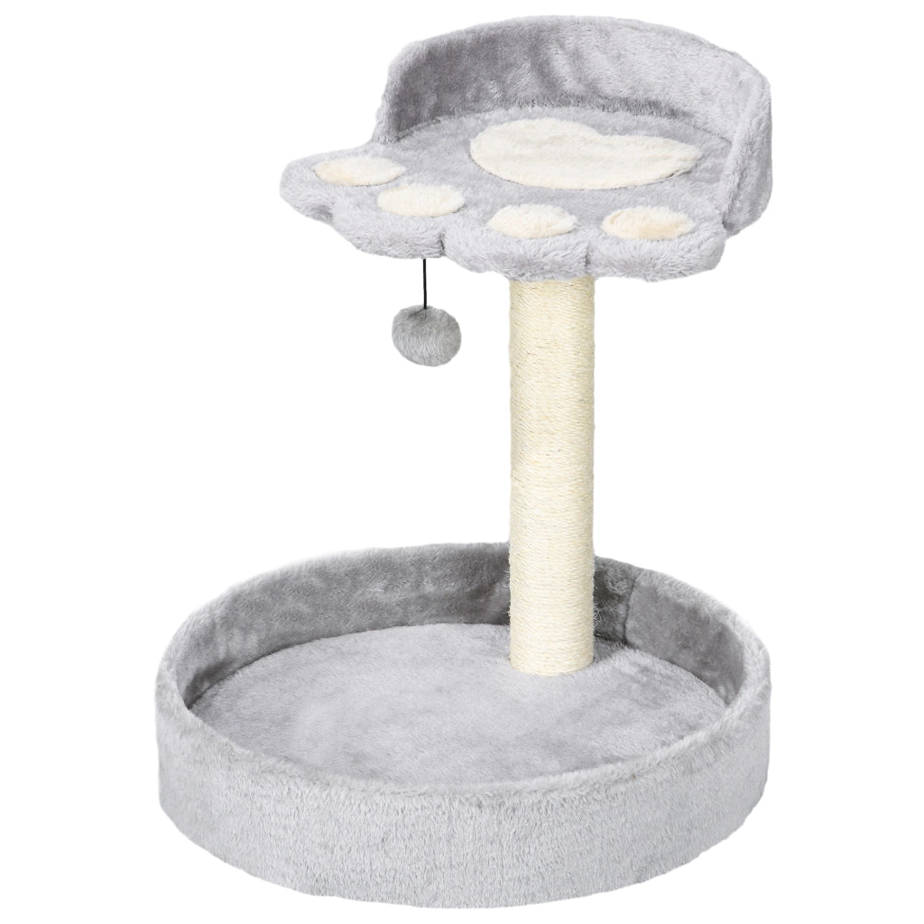 Tiragraffi per Gatti con Lettini, Corda in Juta e Peluche, 41x41x44 cm, Grigio Chiaro