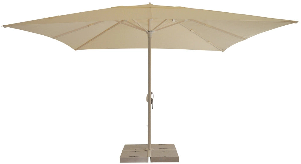 Ombrellone da Giardino 4x4 m Palo Ø60 mm in Alluminio Legno Larice Telo in Poliestere Avorio