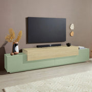 Curino, Mobile Porta tv 3 Ripiani Made in Italy, 240x45x51.5h cm Verde