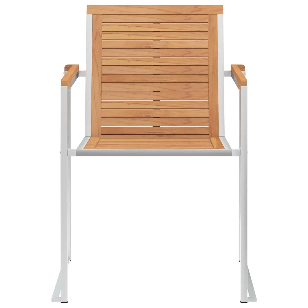 Sedie da Giardino 2 pz in Legno Massello di Teak e Acciaio Inox cod mxl 19961