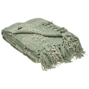 Coperta di cotone intrecciata con nappe verde 220 x 240 cm morbida classica