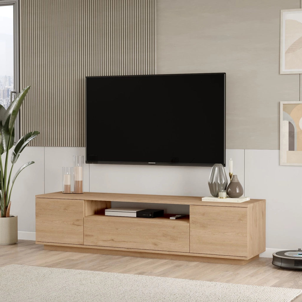Porta TV in legno "Rowen" - 180 x 44 x 44 cm - Marrone