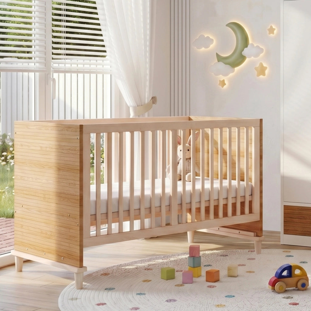 Lettino per bambini in legno con rete regolabile a 5 altezze