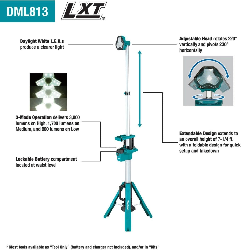 DML813 18V / 14.4V Li-ion LXT Tower Light - Batteries and Charger Not Included