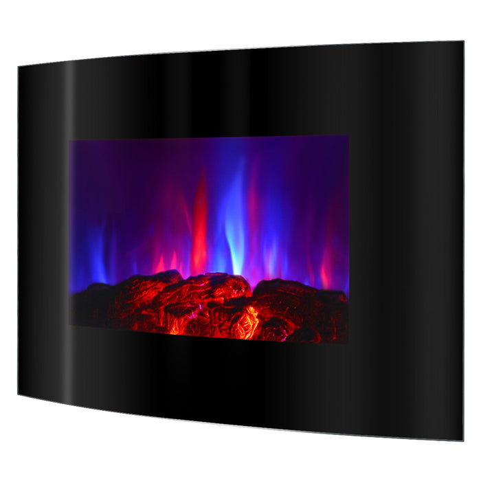 Camino Elettrico da Pavimento 56x90x14,5 cm Effetto Fiamma 1500W Сarlos Nero