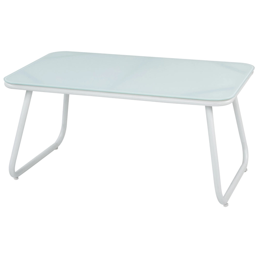 Set da giardino in acciaio bianco con cuscini grigi Set da salotto 4 posti Tavolo moderno
