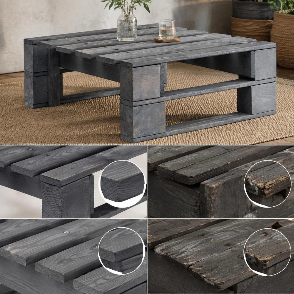 Outdoor Ottoman Pallet Wood Grey