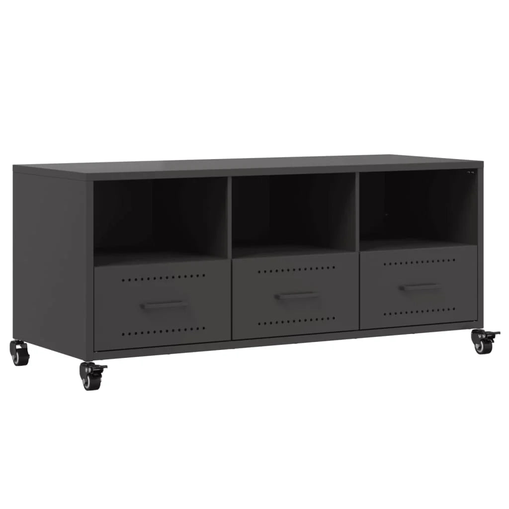 Mobile TV multimediale mensola TV credenza mobile TV sala da pranzo soggiorno camera da letto 100,5 x 39 x 43,5 cm acciaio nero 02_0025540