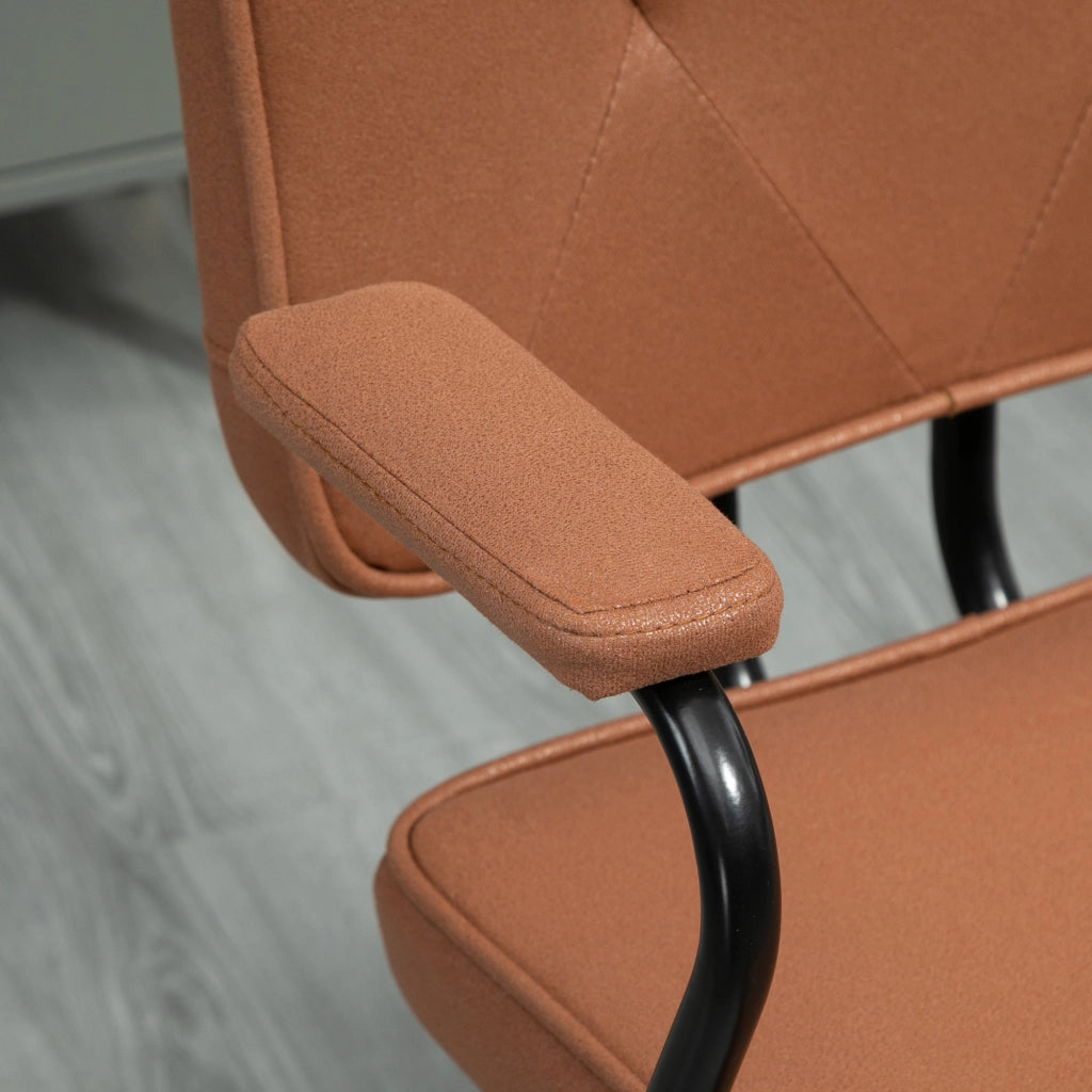 Sedia da ufficio girevole con altezza regolabile e schienale reclinabile in schiuma marrone 61 × 58 × 82-91 cm