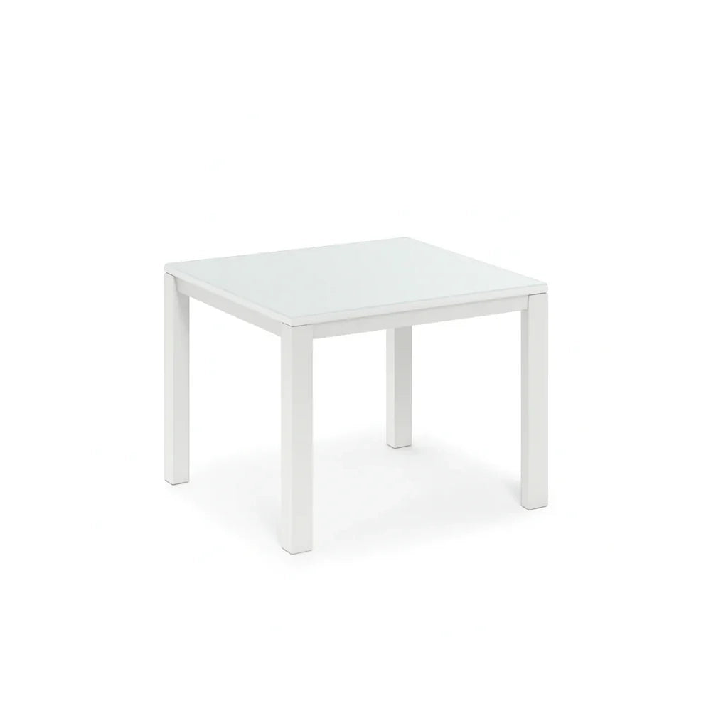 Tavolo da pranzo allungabile in vetro temperato bianco Bryant 90-163,5x90 cm fino a 8 posti | Duzzle