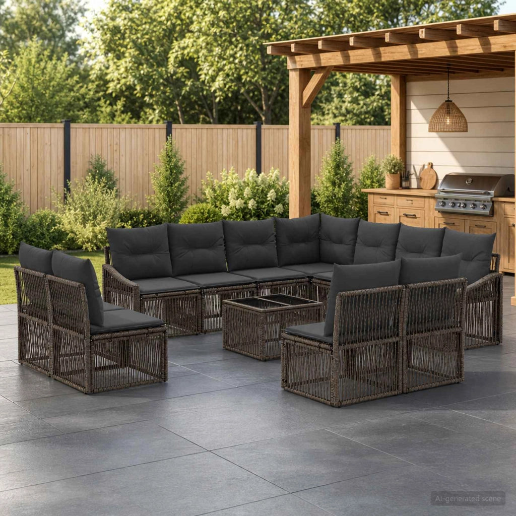 Set Divano da Giardino 12 pz Grigio polyrattan 3436043