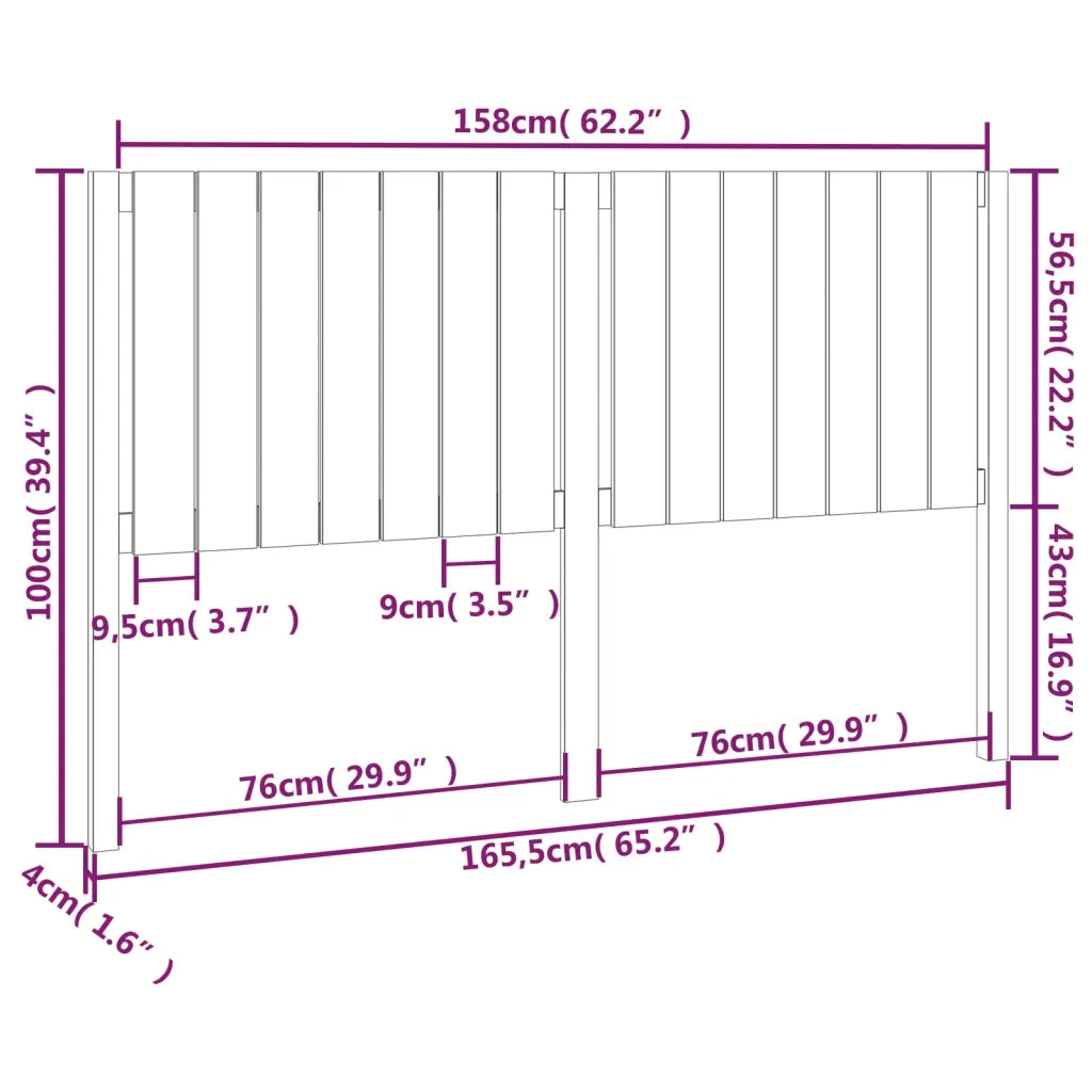 Testiera per Letto Miele 165,5x4x100 cm Legno Massello di Pino
