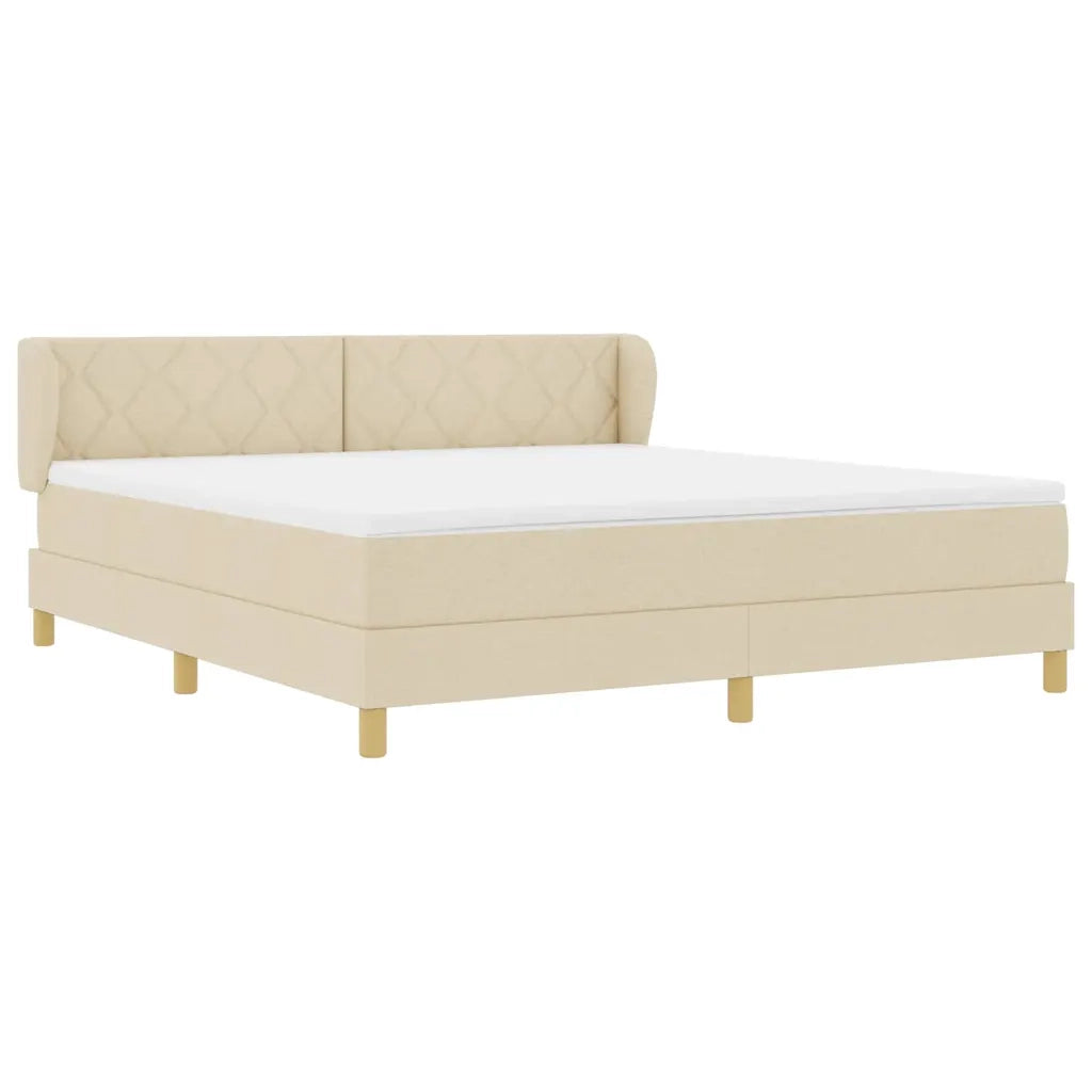 Letto a molle con testiera Crema 180 x 200 cm Tessuto 3340295